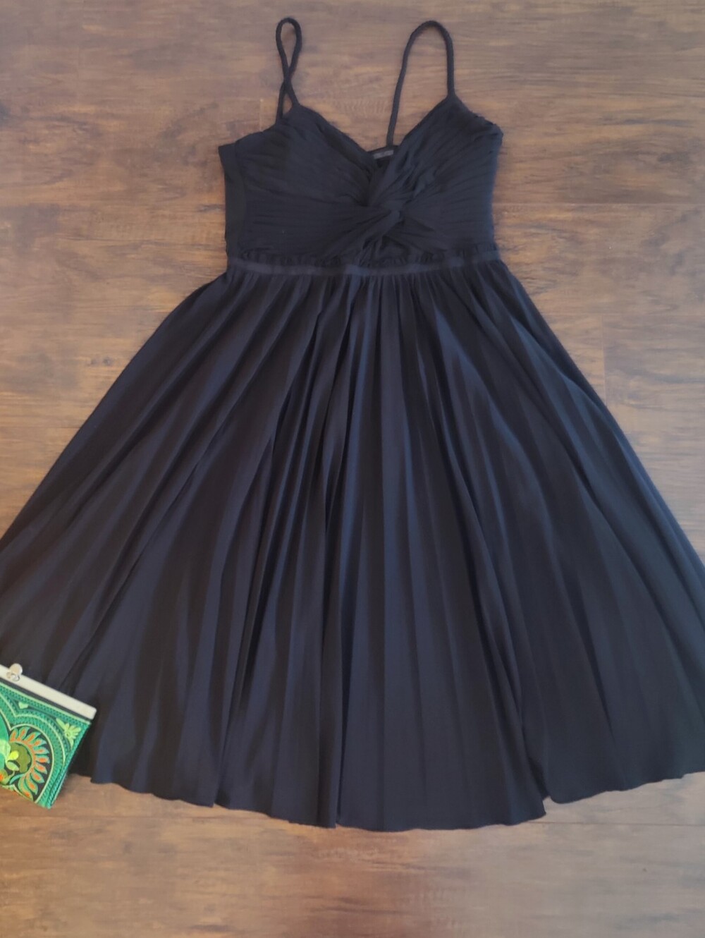 Vintage Calvin Klien Black Pleated Spaghetti Strap Dress
